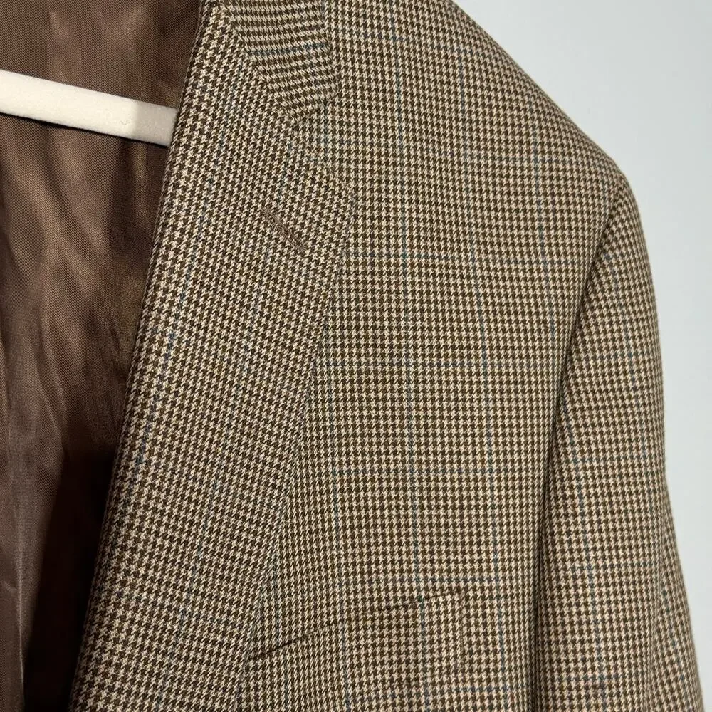 Lauren Ralph Lauren Men’s 44R Silk Wool Blazer Houndstooth Sport Coat 2-Button